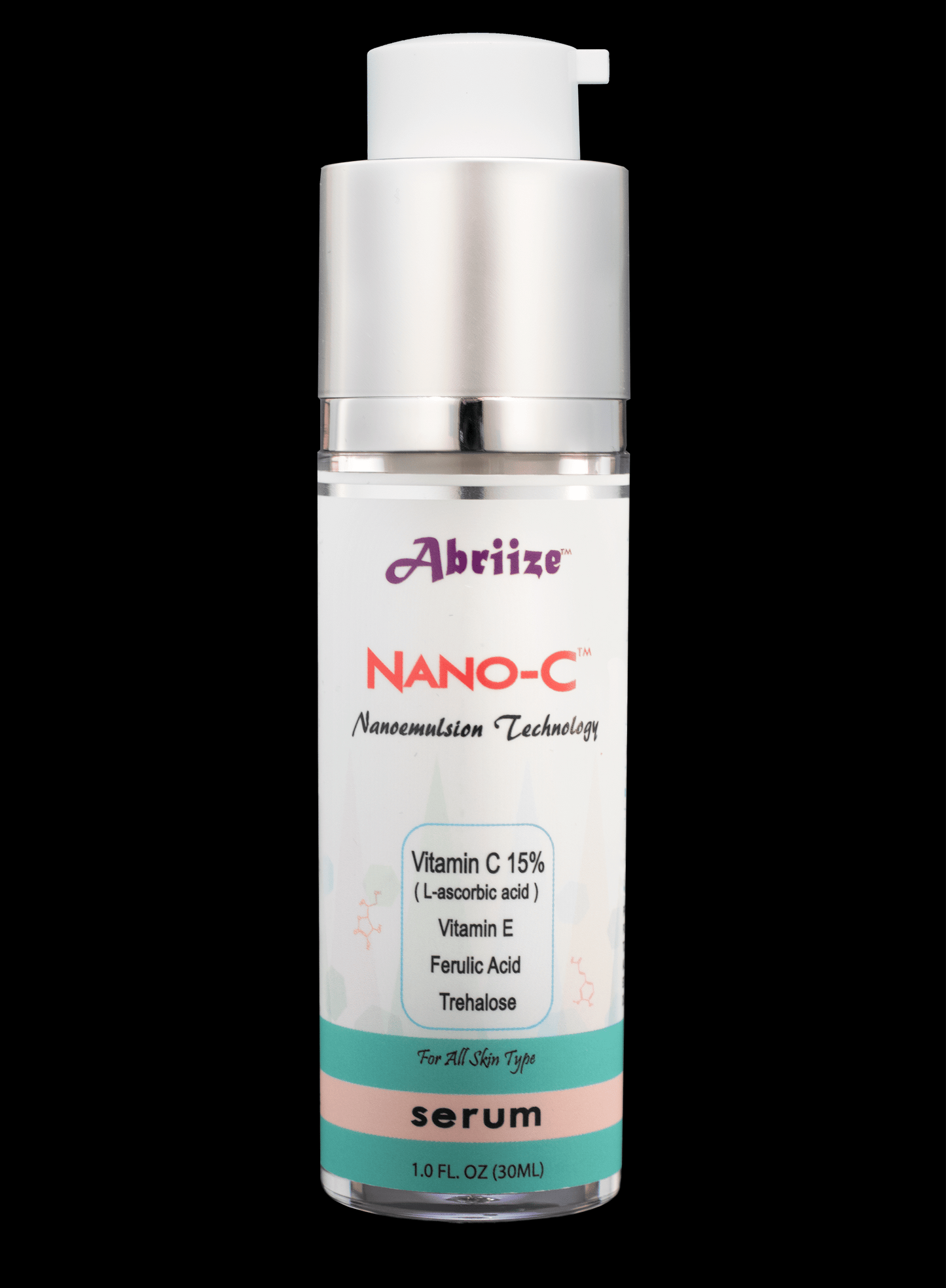 NANO-C 15% VITAMIN C, E, FERULIC ACID, TREHALOSE SERUM AIRLESS BOTTLE CAP TWIST UP